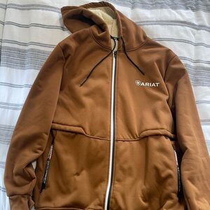 Ariat men's hooded zip up sweatshirt with fleece lining
